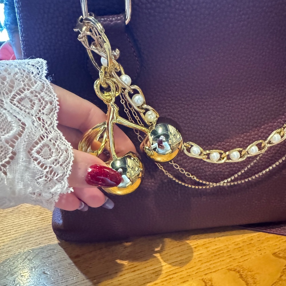 Gold Cherry Keychain